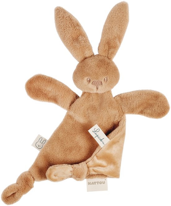 Nattou Lapidou Baby Knuffeldoekje - 37 x 35 cm - Doudou Konijn - Warm Beige