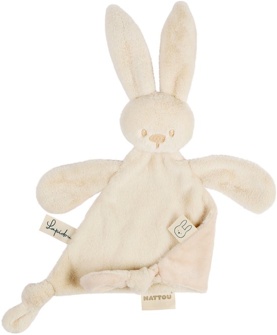 Nattou Lapidou Baby Knuffeldoekje - 37 x 35 cm - Doudou Konijn - Zand