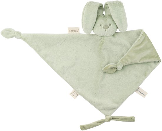 Nattou Lapidou Baby Knuffeldoekje - 65 x 40 cm - Doudou Konijn - Baby Cadeau - Lindengroen van Merkloos