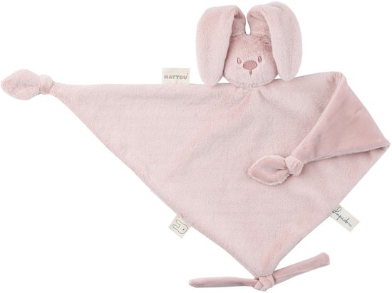 Nattou Lapidou Baby Knuffeldoekje - 65 x 40 cm - Doudou Konijn - Baby Cadeau - Poederroze van Merkloos