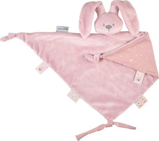 Nattou LAPIDOU Maxi Knuffeldoekje Doudou - Konijn - 65 cm - Oudroze van Merkloos