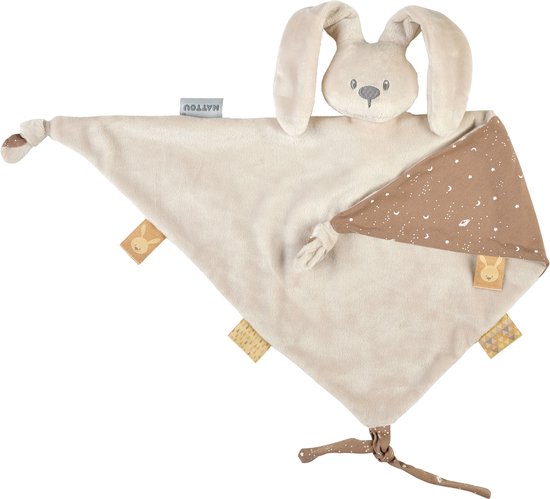Nattou LAPIDOU Maxi Knuffeldoekje Doudou - Konijn - 65 cm - Zand van Nattou