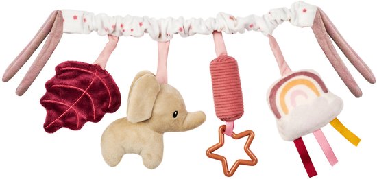 Nattou Lapidou Wagenspanner - Kinderwagen Activiteitenspiraal - Reiswieg en Kinderwagenaccessoires - Poederroze