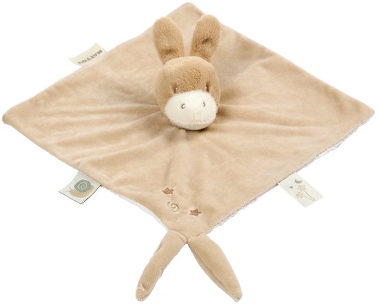 Nattou LouLou Baby Knuffeldoekje - Doudou Ezel - Baby Cadeau - 28 x 28 cm - Licht Karamel