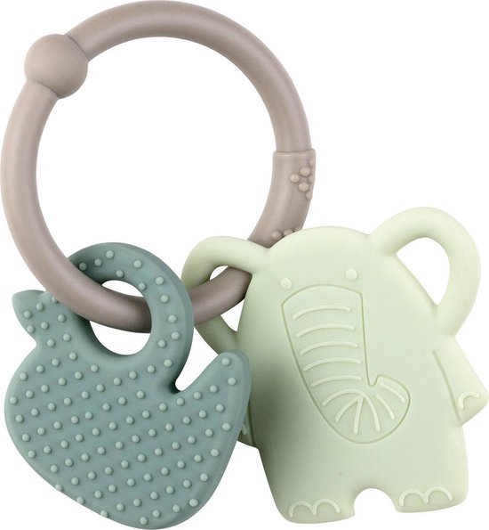 Nattou Olifant en Eend Silicone - Bijtring - BPA Vrij - Groen van N/A
