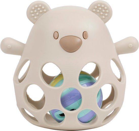 Nattou SILICONE Rammelaar met bal - Beer - 13,5 cm - Klei van Merkloos