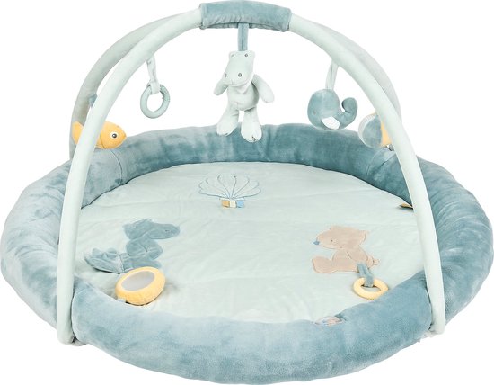 Nattou Speeltapijt Speelkleed - Speelmat Romeo, Jules en Sally - 90x90 cm - Marmergroen van N/A