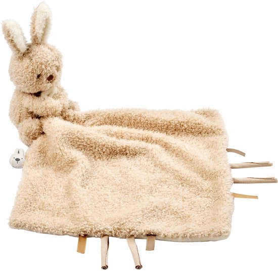 Nattou TEDDY Baby Knuffeldoekje met Knuffel - 27 x 27 cm - Doudou Konijn - Baby Cadeau - Beige van Merkloos
