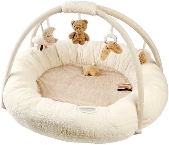 Nattou TEDDY Speelmat Baby met bogen rond - 90 cm - Activiteiten Speelkleed Baby - Baby Speelgoed - Gewatteerde Randen van Merkloos
