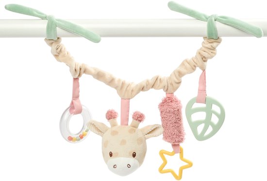 Nattou Wagenspanner Baby Giraf Gina - Baby Speelgoed - Speelgoed voor Thuis of Onderweg - 17 cm - Meerkleurig