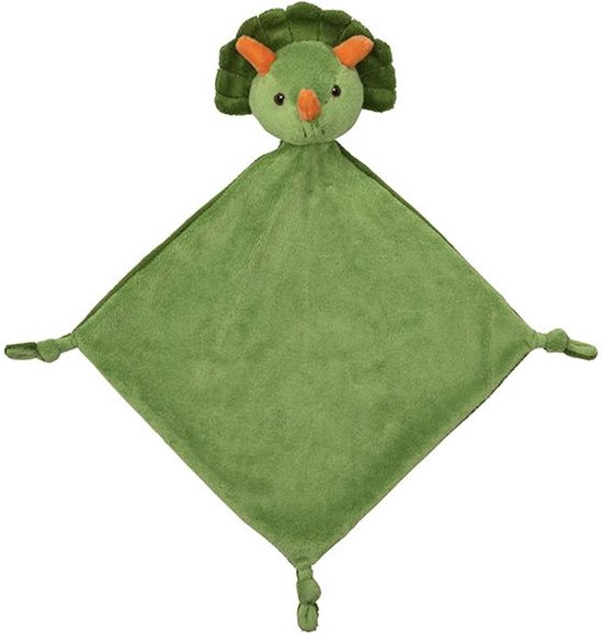 Nature Planet Pluche knuffeldoekje/tuttel - triceratops dino dinosaurus groen - 40 x 40 cm - Baby knuffels - Kraamcadeau