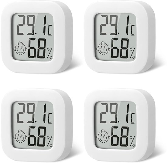 Nauwkeurige Digitale Thermo-Hygrometers – Set van 4, Compacte Binnensensoren voor Klimaatcontrole in Huis en Werkplaats van ThermoPro