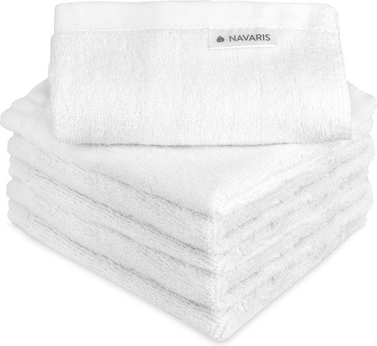 Navaris washandjes set van 6 - 100% viscose uit bamboe - 25 x 25 cm - Zachte flanellen doekjes voor verwijderen van make-up en gezicht wassen - Wit van Merkloos