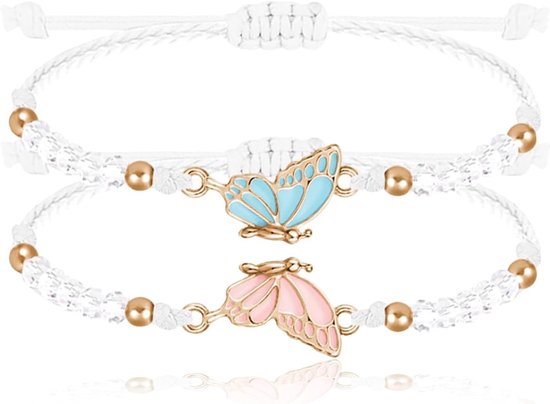 Nayyana 2pcs BFF Bracelets for Matching Butterfly Bracelets Adjustable String Best Friends Bracelet Handmade Charm - ShopVlot