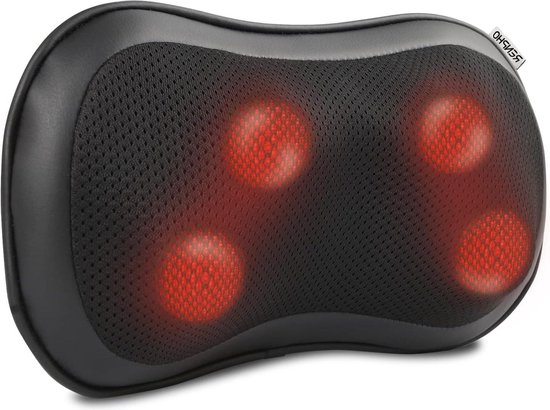 Neck and Back Shiatsu Massage Pillow with Warmth - Deep Kneading Massager - 3 Speeds for Muscle Shoulder Relaxation - Home Office Car Use van NEC