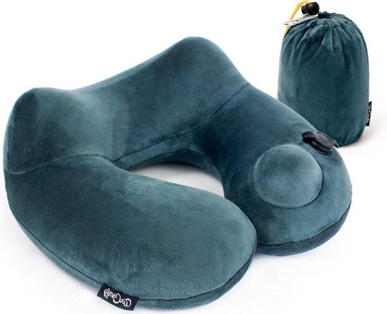 Nekkussen Luxueus Zacht Opblaasbaar - Reiskussen voor Slapen op Vliegtuig Auto Trein Bus - Comfortabel Reishulpmiddel van Aerzeti