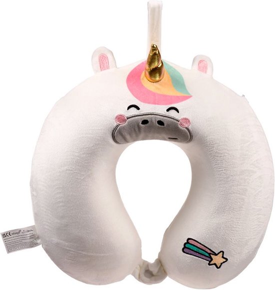 Nekkussen met ophanglus voor kinderen - game over - grijs - polyester - reiskussen voor onderweg van Merkloos