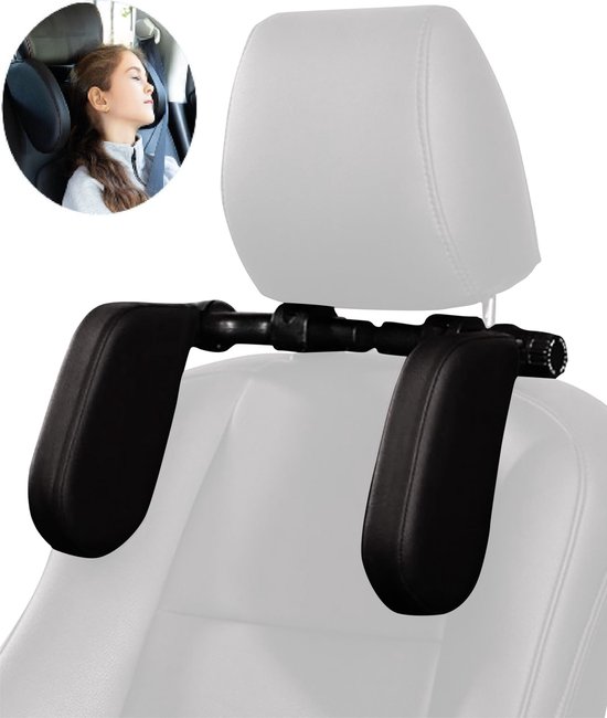 Neksteun auto - hoofdsteunen voor nek - verstelbaar traagschuim - zwart van Merkloos
