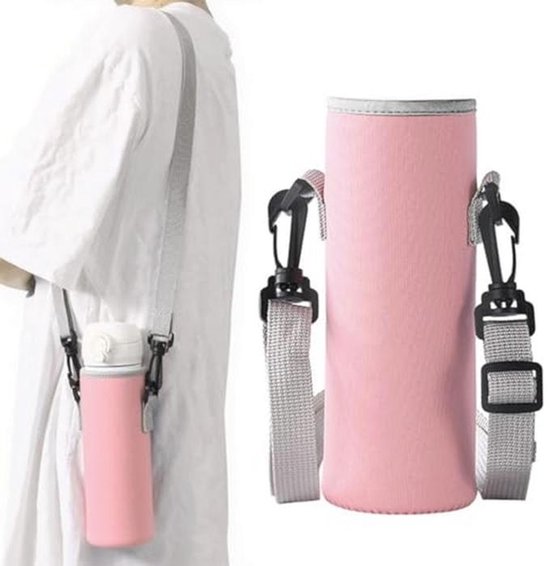 Neopreen hoes voor thermosflessen, draagtas voor drinkflessen, waterfles bescherming, schokbestendige hoes, roze, 1500 ml