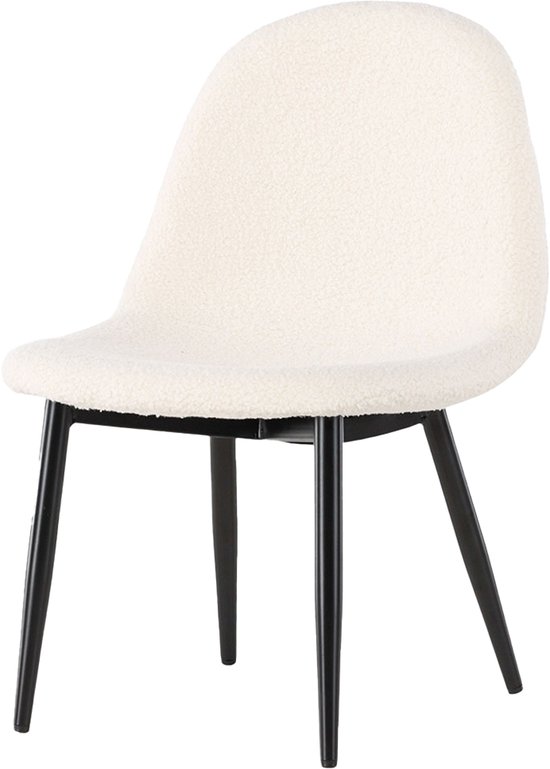 Nest living Thor Kinderstoel Wit - Teddystof - met Zwarte Poten - Voor Speelkamer - Stoeltje voor Kinderen - Kindermeubels - Teddystoel van Nest living