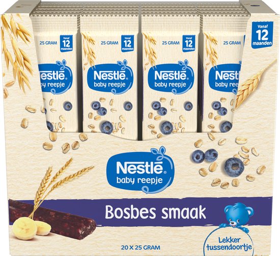 Nestlé Baby Fruitreep Bosbes - Babyvoeding Tussendoortjes 12+ maanden - Voordeelverpakking van 20 repen van NeS