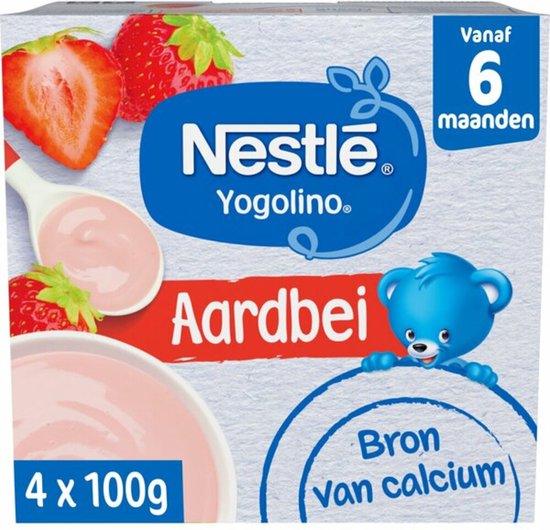 Nestlé Yogolino Aardbei Babytoetje - Babyvoeding Tussendoortjes - 6+ maanden - 6 stuks 4x100g (24 porties) van NeS