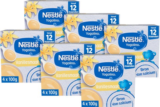 Nestlé Yogolino Vanille Babytoetje - Babyvoeding Tussendoortjes - 12+ maanden - 6 stuks 4x100g (24 porties) van Merkloos
