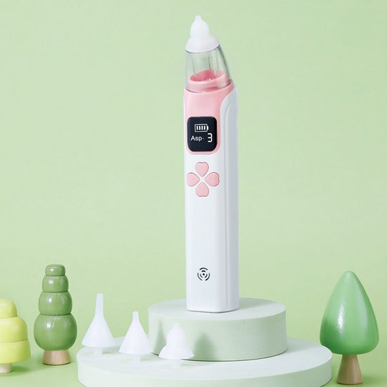 Neusaspirator baby - elektrische neusreiniger - LCD display - siliconen opzetstukken - oplaadbaar - neuszuiger baby - roze