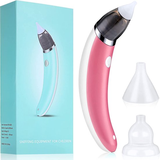 Neusaspirator - elektrische neusreiniger - baby neuszuiger - oplaadbaar - draagbaar - zacht siliconen opzetstuk - roze van Merkloos
