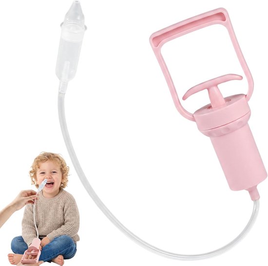 Neusaspirator voor baby's,neusafzuiger voor slijm,reisvriendelijke neusreiniger,neusaspirator voor baby's,handmatige neuszuiger,draagbare handaspirator (roze-1 stuk)