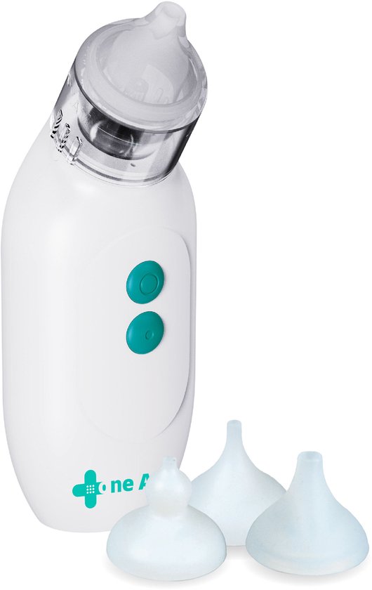 Neusreiniger Baby Elektrisch - BPA Vrij - 4 Opzetstukken - 2 Zuiglevels - Snelle en Zachte Verlichting - Baby Spullen - Baby Verzorging - Neuszuiger - Neus Aspirator voor Baby's - Snotzuiger - Verzorgingsproducten - One Aid