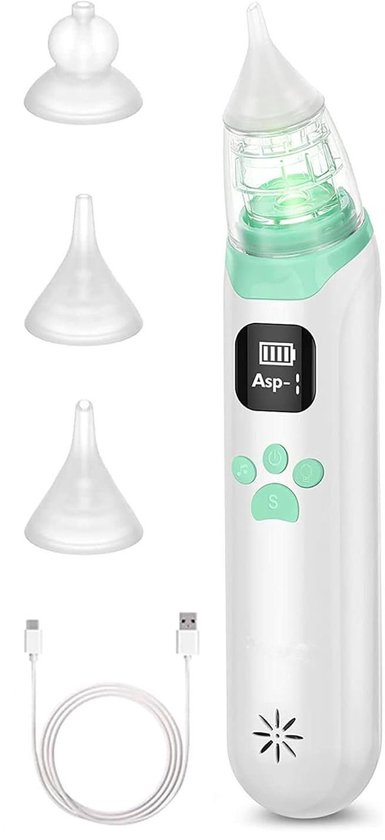 Neusreiniger baby - Snoetenpoetsers - Neuszuiger voor baby's - Elektrische neuszuigers - 3 siliconen tips en 3 zuigstanden - Anti-terugstroom snotzuiger - Voor pasgeborenen en peuters - Verzachtende functie met muziek en licht van Kivi Baby