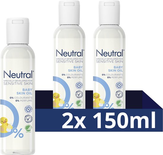 Neutral 0% Baby Huidolie - Parfumvrije - bevat 0% parfum en 0% kleurstof, dermatologisch getest en goedgekeurd - 2 x 150 ml van Neutral