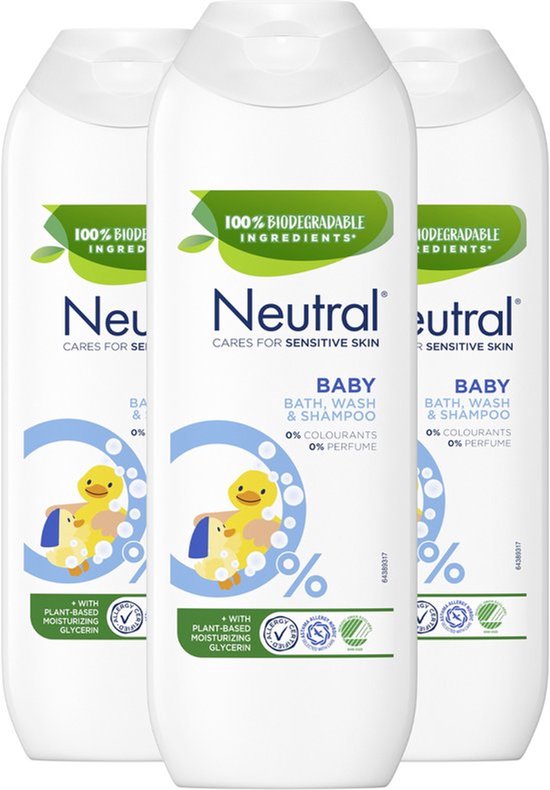 Neutral 0% Baby Shampoo - Parfumvrije - dermatologisch getest met 0% parfum en 0% kleurstof - 3 x 250 ml van Merkloos