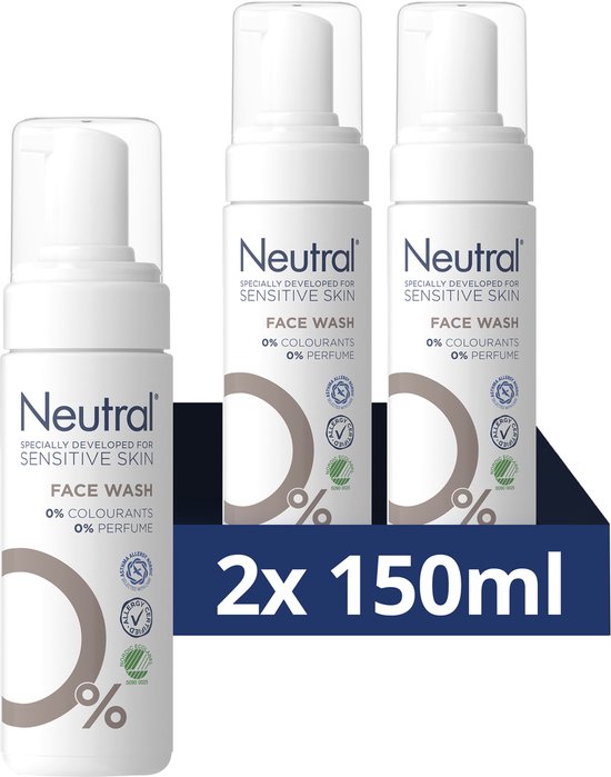 Neutral 0% Face Wash - Parfumvrije - bevat 0% parfum en 0% kleurstof - 2 x 150 ml van Neutral