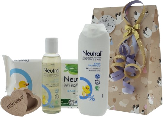 Neutral Cadeauset Baby – Hypoallergeen – Shampoo, Huidolie & Billendoekjes – Babyverzorging – Luxe Verzorgingsset | Wellness Giftbox | Verwen Cadeaupakket voor Baby's van Merkloos