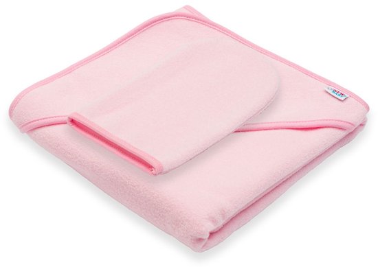 NEW BABY - Badcape - Badhanddoek capuchon 80x80 cm roze katoen - babyhanddoek - handdoekje - badstof - absorptie - snel drogen
