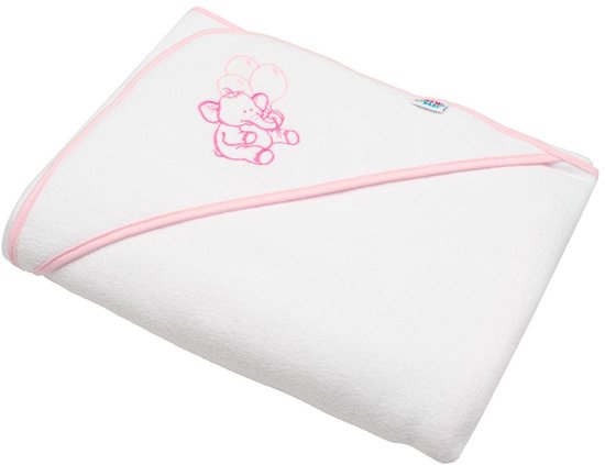 NEW BABY - Badcape - Badhanddoek wit 100x100 cm met capuchon van katoen - Badstof - Absorberend - Kinderhanddoek - Capuchonhanddoek - Babyhanddoek