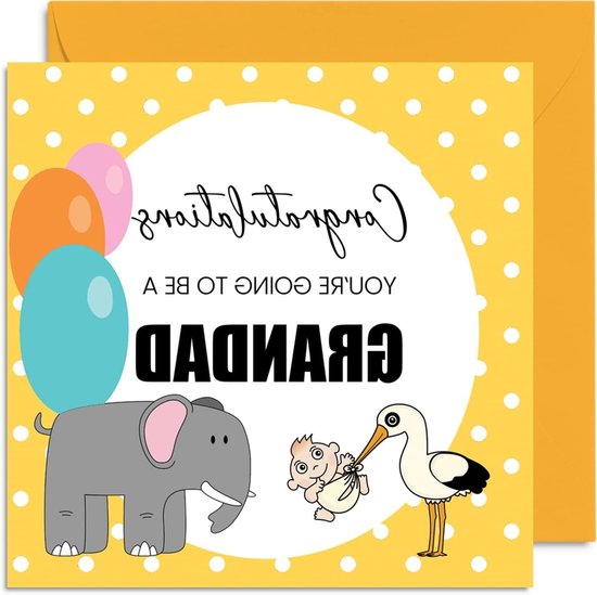 New Baby Card Unisex - Baby Announcement Grandpa - Congratulations Baby Cards Newborn, Well Done Congratulations New Baby Cards, Welcome To The World Home Gifts, 145mm x 145mm Baby
