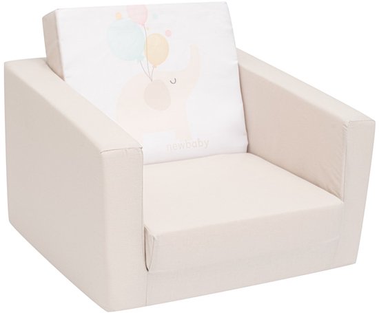 NEW BABY - Fauteuil - beige kinderfauteuil van polyurethaanschuim met afneembare hoes - kinderstoel - opklapbare stoel - peuterfauteuil - speelstoel - zitplek van Merkloos