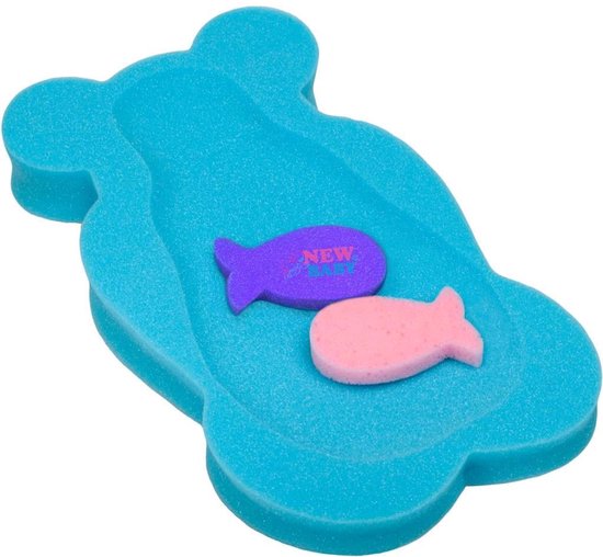 New Baby - Foam Bath Mat - BASIC bear - Blauw - 58 cm - Ergonomisch - Veilig - Zacht - Schuimachtig - Baby badaccessoires - Badsteun - Badmat van New Baby
