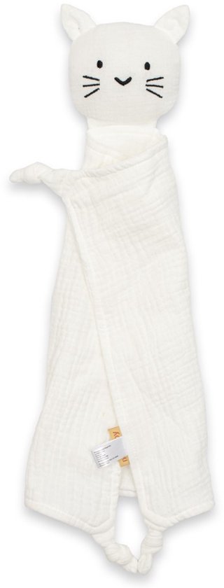 New Baby - Knuffeldoek - Kat-vormig - Wit - Muslin - Cuddly toy - Speelgoed - Baby Accessoires - Knuffelvriendje - Zacht - Veilig van New Baby