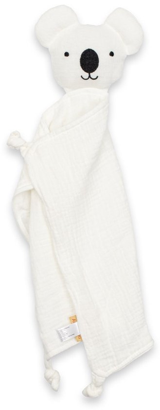 New Baby - Knuffeldoek - Witte knuffeldier - Zacht materiaal - Geborduurd gezicht - Knuffelvriendje - Cuddly toy - Babyaccessoires - Muslin doek - Knuffelknuffel - Spelgoed van New Baby