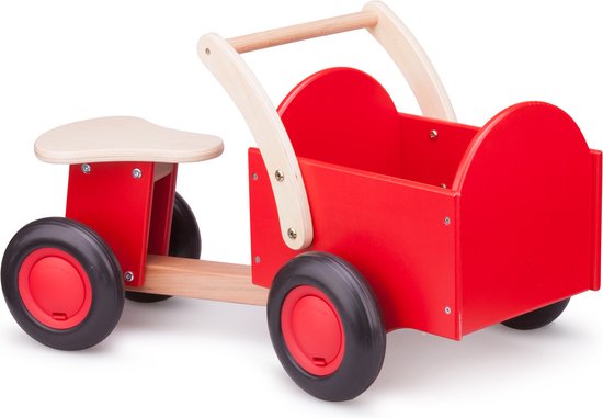 New Classic Toys Houten Bakfiets - Road Star - Rood - Zadelhoogte is 24 centimeter van New Classic Toys