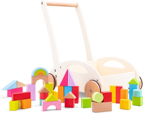 New Classic Toys Houten Blokkenkar - Inclusief 36 blokken - Hoogte 44 cm van New Classic Toys
