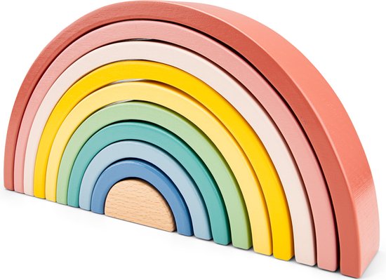 New Classic Toys - Houten Stapelaar Regenboog - 10 bogen - FSC van New Classic Toys