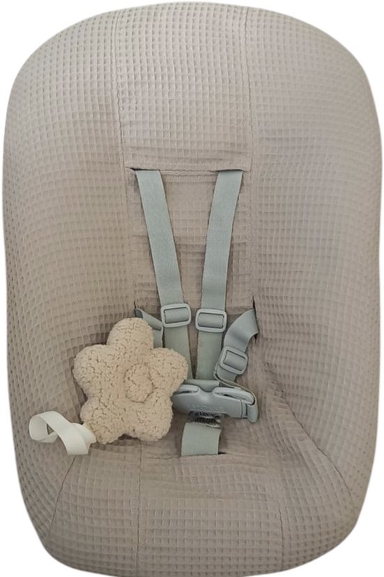Newborn Hoes - Tripp Trapp geschikt voor Stokke Tripp Trapp Newborn Set - Perfecte Pasvorm - Beschermt je Stoel - Waterafstotende Voering - Makkelijk Wasbaar - Zacht Katoen - Beige Wafelstof - handmate