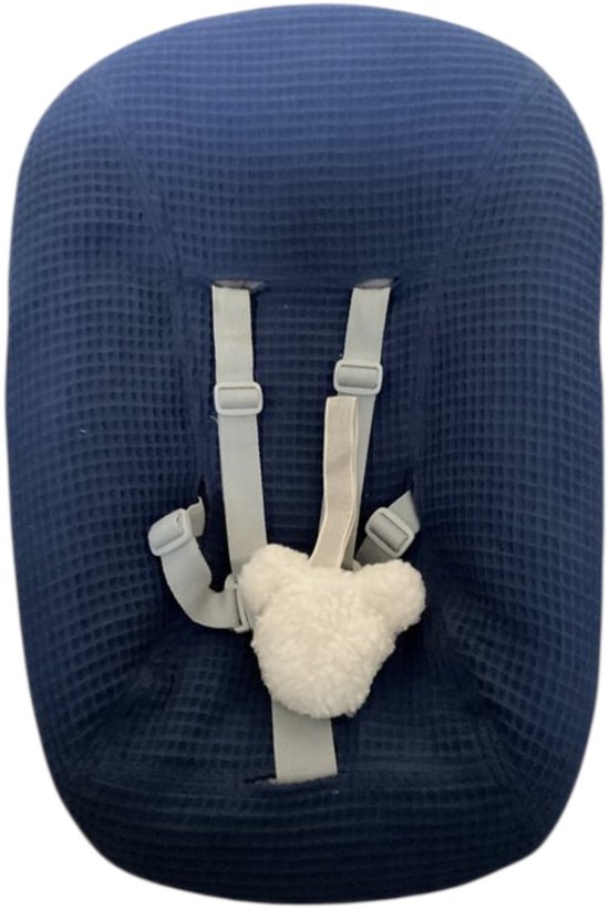 Newborn Hoes - Tripp Trapp geschikt voor Stokke Tripp Trapp Newborn Set - Perfecte Pasvorm - Beschermt je Stoel - Waterafstotende Voering - Makkelijk Wasbaar - Zacht Katoen - Blauw Wafelstof - handmate van Kusshki