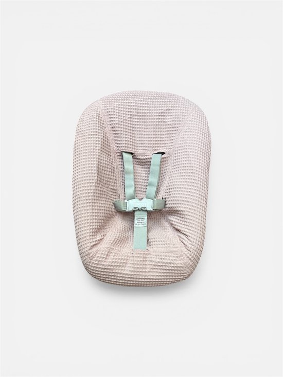 Newborn Hoes - Tripp Trapp geschikt voor Stokke Tripp Trapp Newborn Set - Perfecte Pasvorm - Beschermt je Stoel - Waterafstotende Voering - Makkelijk Wasbaar - Zacht Katoen - Licht roze Wafelstof - handmade