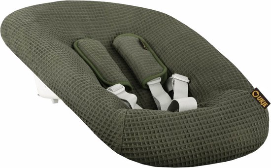 Newborn Hoes Tripp Trapp geschikt voor Stokke Tripp Trapp Newborn Set - Perfecte Pasvorm - Beschermt je Stoel - Waterafstotende Voering - Makkelijk Wasbaar - Zacht Katoen - Met Gordelbeschermer - Donkergroen Wafelstof van Merkloos